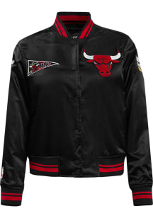 Pro Standard Chicago Bulls Womens Black Retro Satin Light Weight Jacket