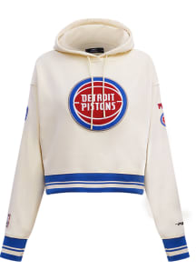 Pro Standard Detroit Pistons Womens White Retro Classic Cropped Hooded Sweatshirt