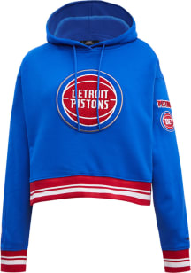 Pro Standard Detroit Pistons Womens Blue Retro Classic Cropped Hooded Sweatshirt