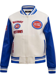 Pro Standard Detroit Pistons Womens White Retro Wool Varsity Heavy Weight Jacket