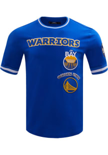 Pro Standard Golden State Warriors Blue Retro Chenille Short Sleeve Fashion T Shirt