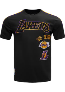 Pro Standard Los Angeles Lakers Black Retro Chenille Short Sleeve Fashion T Shirt