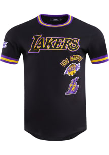 Pro Standard Los Angeles Lakers Black Retro Chenille Short Sleeve Fashion T Shirt
