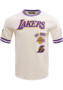 Pro Standard Los Angeles Lakers White Retro Chenille Short Sleeve Fashion T Shirt