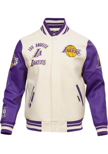 Pro Standard Los Angeles Lakers Mens White Retro Wool Varsity Heavyweight Jacket