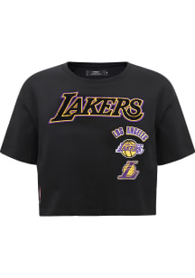 Pro Standard Los Angeles Lakers Womens Black Retro Boxy Short Sleeve T-Shirt