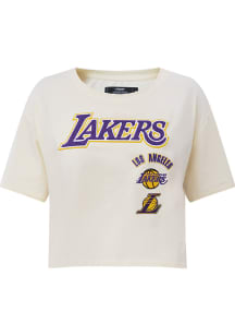 Pro Standard Los Angeles Lakers Womens White Retro Boxy Short Sleeve T-Shirt