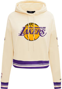 Pro Standard Los Angeles Lakers Womens White Retro Classic Cropped Hooded Sweatshirt