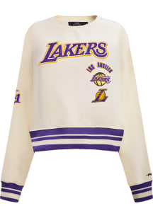 Pro Standard Los Angeles Lakers Womens White Retro Classic Crew Sweatshirt