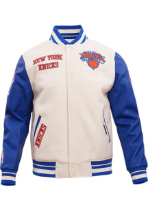 Pro Standard New York Knicks Mens White Retro Wool Varsity Heavyweight Jacket