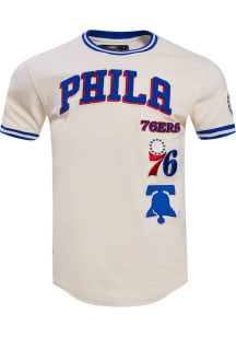 Pro Standard Philadelphia 76ers White Retro Chenille Striped Short Sleeve Fashion T Shirt