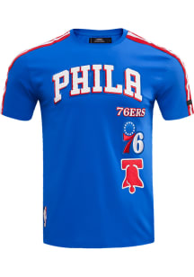 Pro Standard Philadelphia 76ers Blue Retro Chenille Short Sleeve Fashion T Shirt