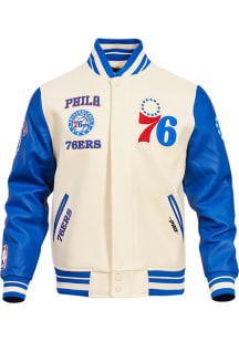 Pro Standard Philadelphia 76ers Mens White Retro Wool Varsity Heavyweight Jacket