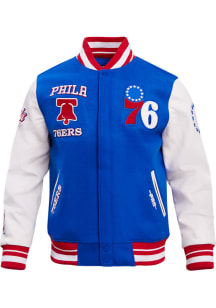 Pro Standard Philadelphia 76ers Mens Blue Retro Wool Varsity Heavyweight Jacket