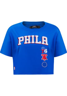 Pro Standard Philadelphia 76ers Womens Blue Retro Boxy Short Sleeve T-Shirt