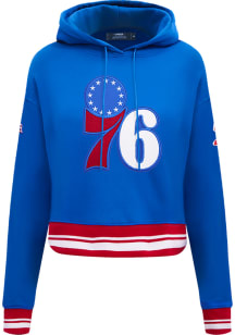 Pro Standard Philadelphia 76ers Womens Blue Retro Classic Cropped Hooded Sweatshirt