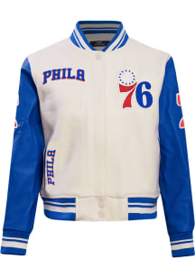 Pro Standard Philadelphia 76ers Womens White Retro Wool Varsity Heavy Weight Jacket