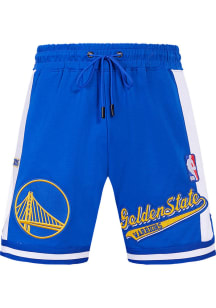 Pro Standard Golden State Warriors Mens Blue Script Tail Shorts