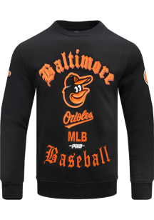 Pro Standard Baltimore Orioles Mens Black Old English Long Sleeve Crew Sweatshirt