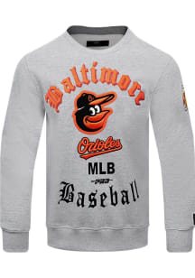 Pro Standard Baltimore Orioles Mens Grey Old English Long Sleeve Crew Sweatshirt