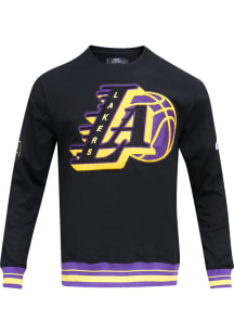 Pro Standard Los Angeles Lakers Mens Black Mash Up Long Sleeve Crew Sweatshirt