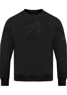 Pro Standard Miami Heat Mens Black Neutral Long Sleeve Crew Sweatshirt