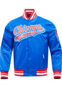 Pro Standard Chicago Cubs Mens Blue Script Tail Satin Light Weight Jacket