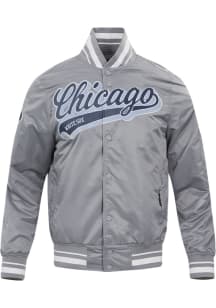Pro Standard Chicago White Sox Mens Grey Script Tail Satin Light Weight Jacket