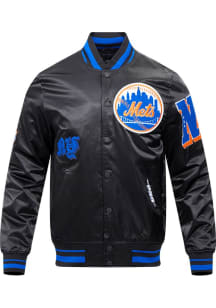 Pro Standard New York Mets Mens Black Old English Satin Light Weight Jacket