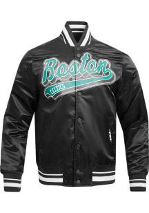 Pro Standard Boston Celtics Mens Black Script Tail Satin Light Weight Jacket