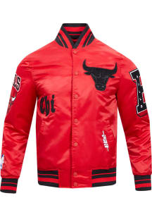 Pro Standard Chicago Bulls Mens Red Old English Satin Light Weight Jacket