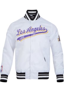 Pro Standard Los Angeles Lakers Mens White Script Tail Satin Light Weight Jacket