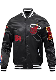 Pro Standard Miami Heat Mens Black Old English Satin Light Weight Jacket