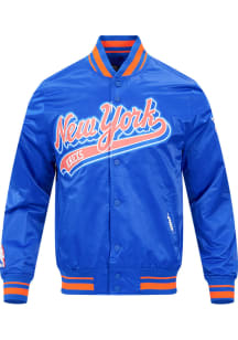 Pro Standard New York Knicks Mens Blue Script Tail Satin Light Weight Jacket