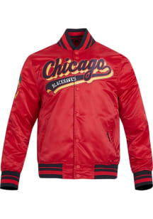 Pro Standard Chicago Blackhawks Mens Red Script Tail Satin Light Weight Jacket