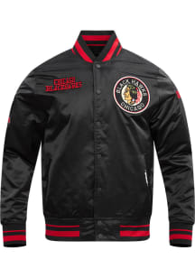 Pro Standard Chicago Blackhawks Mens Black Retro Satin Light Weight Jacket