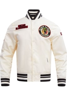 Pro Standard Chicago Blackhawks Mens Black Retro Satin Light Weight Jacket