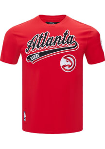Pro Standard Atlanta Hawks Red Script Tail Short Sleeve T Shirt
