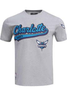 Pro Standard Charlotte Hornets Grey Script Tail Short Sleeve T Shirt