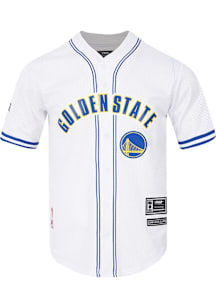Pro Standard Golden State Warriors White Classic Mesh Button Down Short Sleeve T Shirt