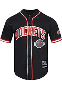 Pro Standard Houston Rockets Black Classic Mesh Button Down Short Sleeve T Shirt