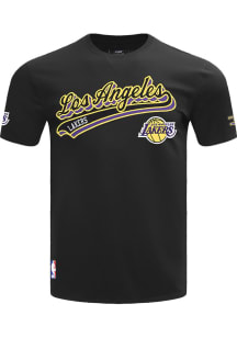 Pro Standard Los Angeles Lakers Black Script Tail Short Sleeve T Shirt