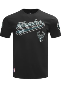 Pro Standard Milwaukee Bucks Black Script Tail Short Sleeve T Shirt