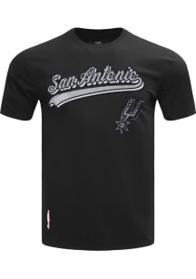 Pro Standard San Antonio Spurs Black Script Tail Short Sleeve T Shirt