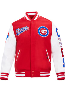 Pro Standard Chicago Cubs Womens Red Script Tail Varsity Heavy Weight Jacket