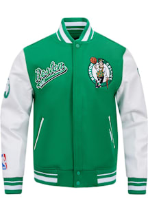 Pro Standard Boston Celtics Womens Kelly Green Script Tail Varsity Heavy Weight Jacket
