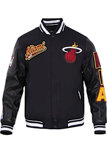 Pro Standard Miami Heat Womens Black Script Tail Varsity Heavy Weight Jacket