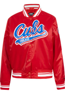 Pro Standard Chicago Cubs Womens Red Script Tail Satin Light Weight Jacket