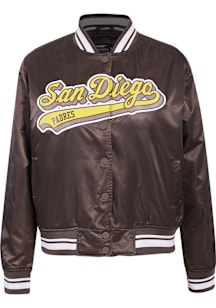 Pro Standard San Diego Padres Womens Brown Script Tail Satin Light Weight Jacket