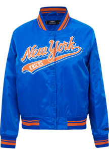 Pro Standard New York Knicks Womens Blue Script Tail Satin Light Weight Jacket